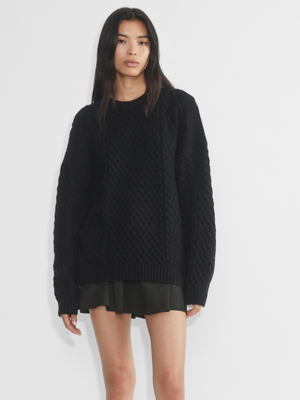 Sunday Best (Aritzia) Black Peggy Cable-Knit Sweater XS